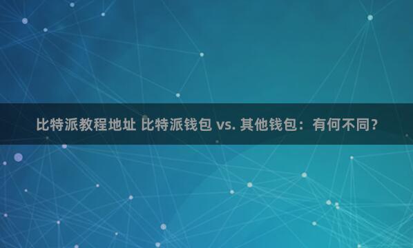 比特派教程地址 比特派钱包 vs. 其他钱包：有何不同？