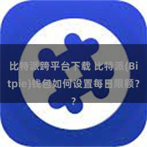 比特派跨平台下载 比特派(Bitpie)钱包如何设置每日限额？