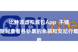 比特派虚拟钱包App  不错随时查看各钞票的余额和交纪行载